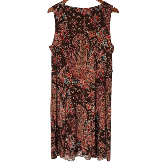 Lauren Ralph Lauren Sleeveless Paisley Faux Wrap Dress Size XL Jersey Stretch - Picture 7 of 13